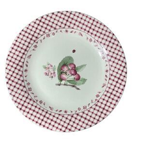 VTG Pfaltzgraff 9” Salad Lunch Plates Delicious Red White Country Cherries (2)